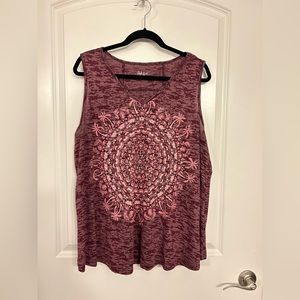 Style & co  patterned tank top in burgundy size 3X